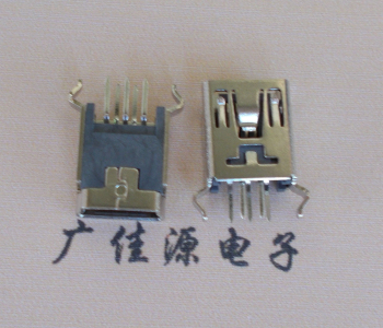 中堂镇MINI USB5p母座|B型口180度|直插弯脚