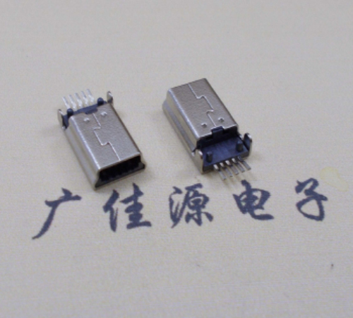 中堂镇MINI USB公头 5pin端子贴板带柱 10.7mm体长
