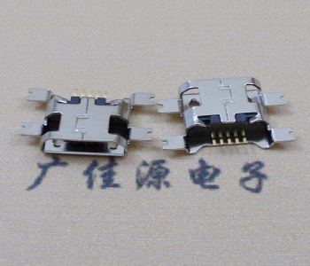 中堂镇镀镍Micro USB 插座四脚贴 直边沉板1.6MM尺寸结构